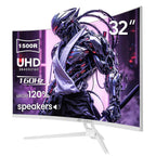 CRUA 32" 2K QHD 180Hz Curved Gaming Monitor, FreeSync, HDMI/DP, Black