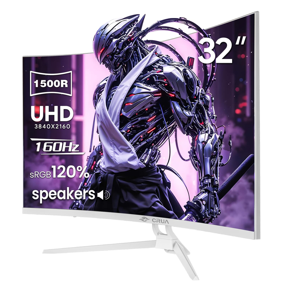 CRUA 32" 2K QHD 180Hz Curved Gaming Monitor, FreeSync, HDMI/DP, Black