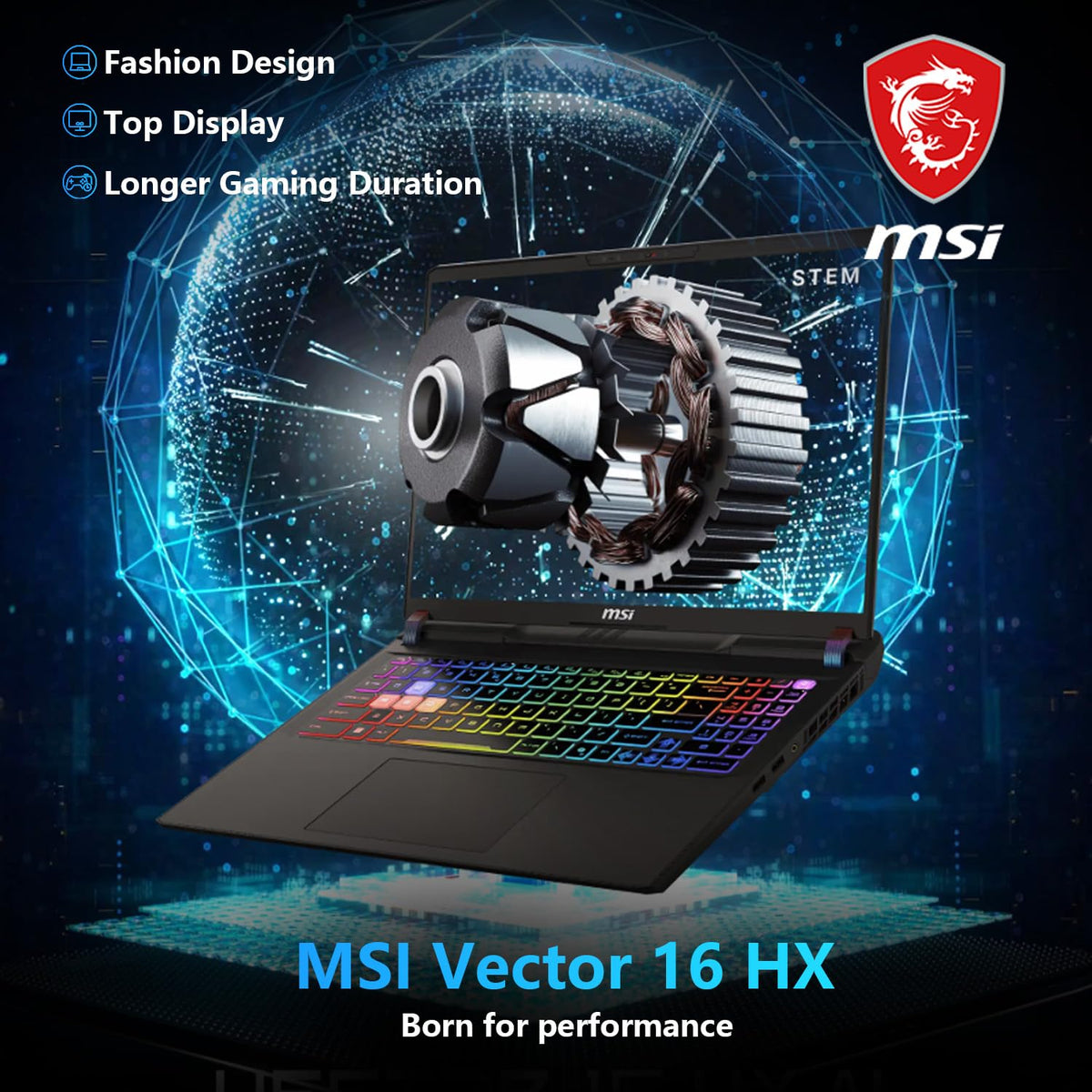 MSI Vector 16 HX RTX 5080 16" QHD+ 240Hz Display, Ultra 9 275HX(Beats i9-14900HX), NVIDIA GeForce RTX 5080 AI Pro Gaming Laptop, 64GB DDR5, 2TB SSD, RGB Backlit, Bundle with PCO Notebook Fold Radiator