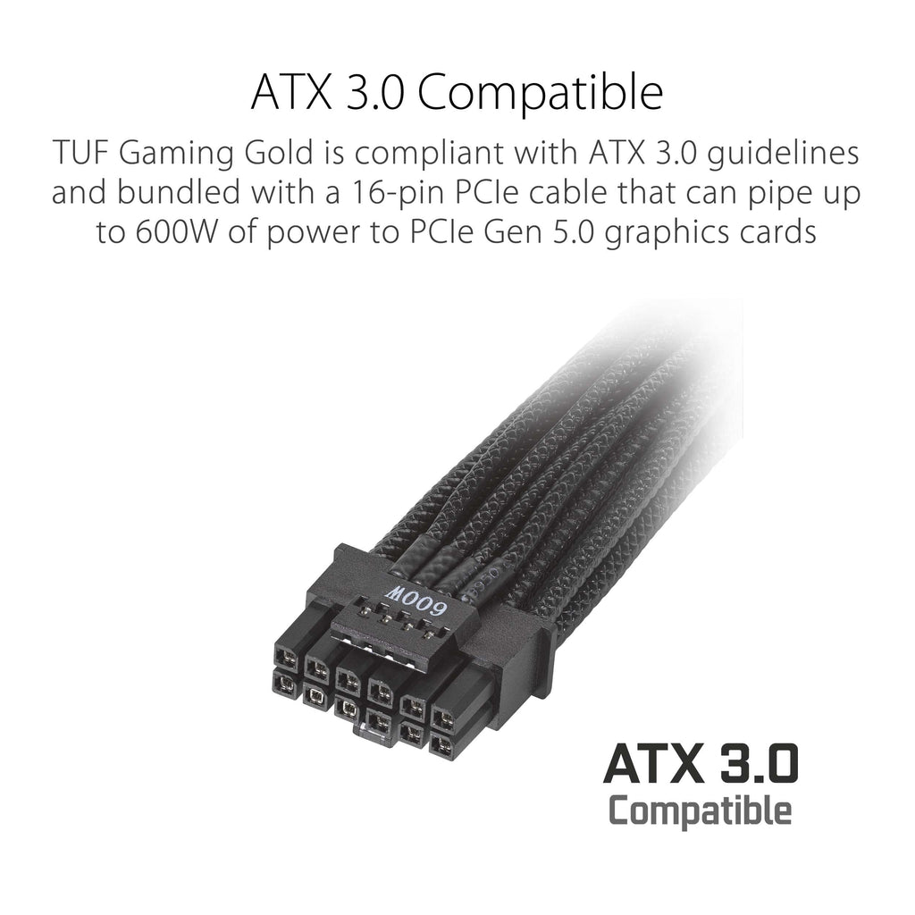 ASUS TUF Gaming 1200W Gold (1200 Watt, ATX 3.1 Compatible Fully Modular Power Supply, 80+ Certified, Military-Grade Components, Dual Ball Bearing, Axial-tech Fan, PCB Coating, 10 Year Warranty)