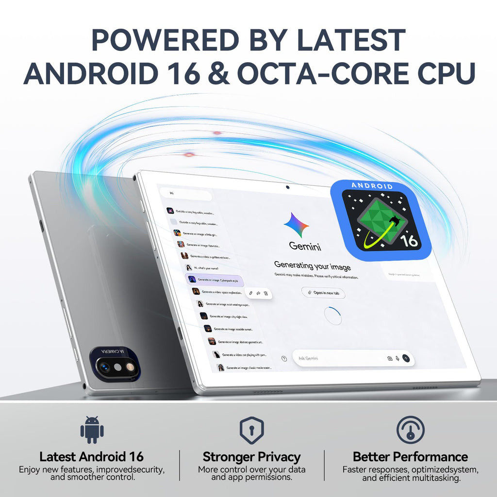 2026 Latest 10.1 Inch Tablet Android 16 Tablets with Keyboard 20GB RAM 128GB ROM 1TB Expand Tablet with 7000mAh Battery, 21MP Camera, Octa-core Processor, FHD Screen, GPS, Deal Speaker, BT 5.0