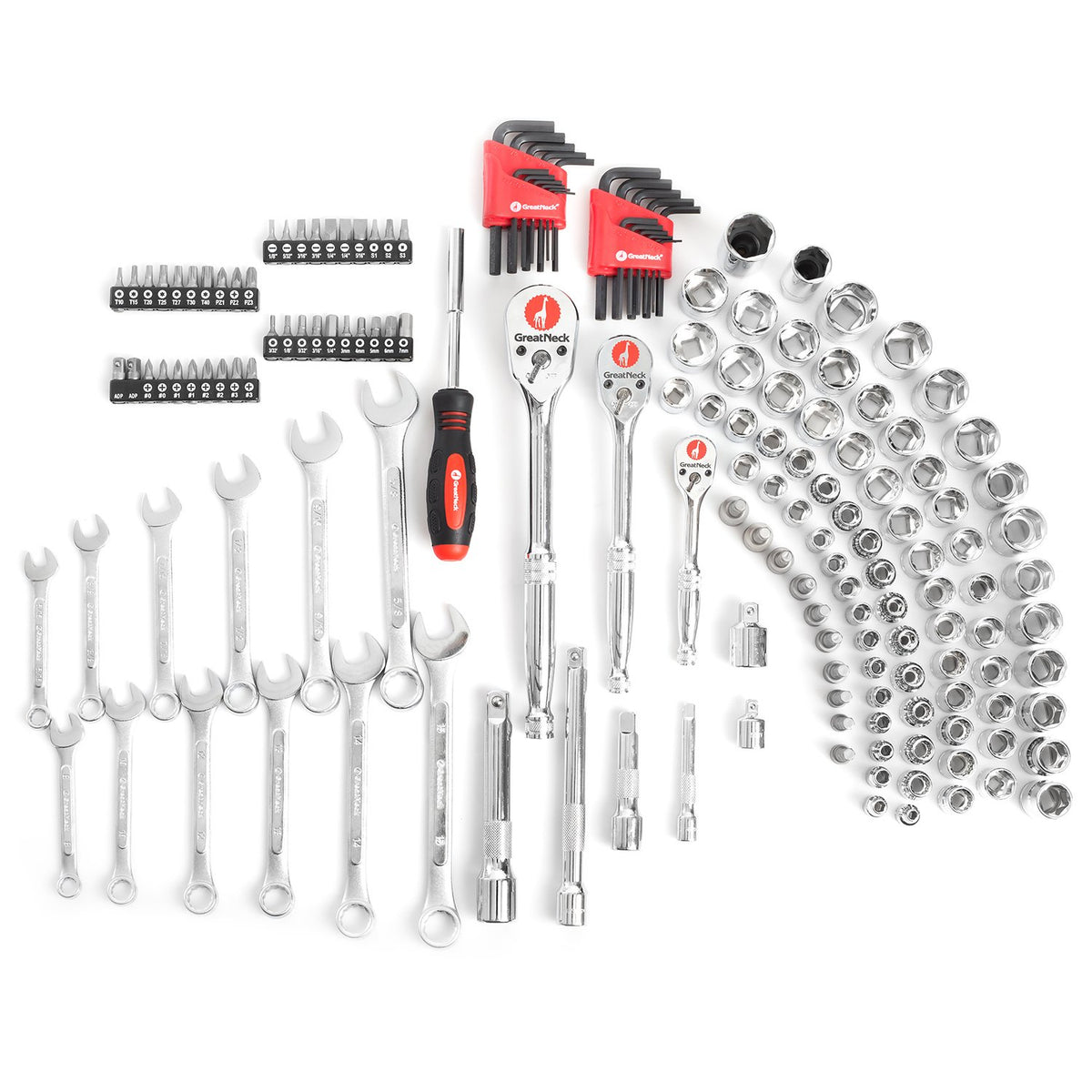 GreatNeck GN175 175 Piece Mechanic’s Tool Set, Mechanic Tool Kit, SAE And Metric Tool Set, Mechanical Tool Set, Auto Tool Set, Tool Box Set