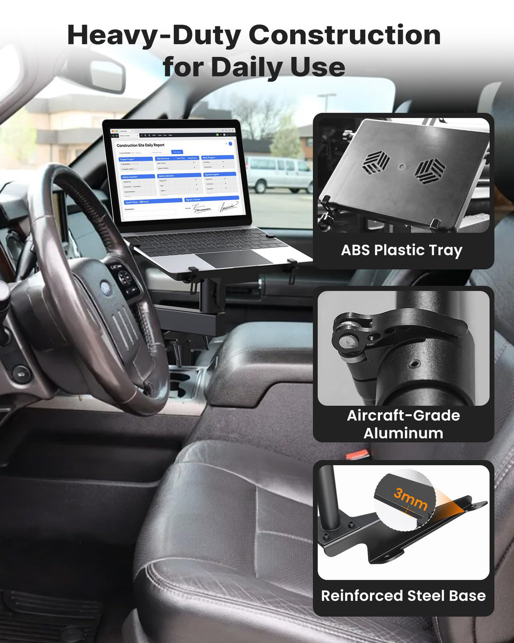 No-Drill Truck Laptop Mount Fit for Ford F250-F750 2000-2025