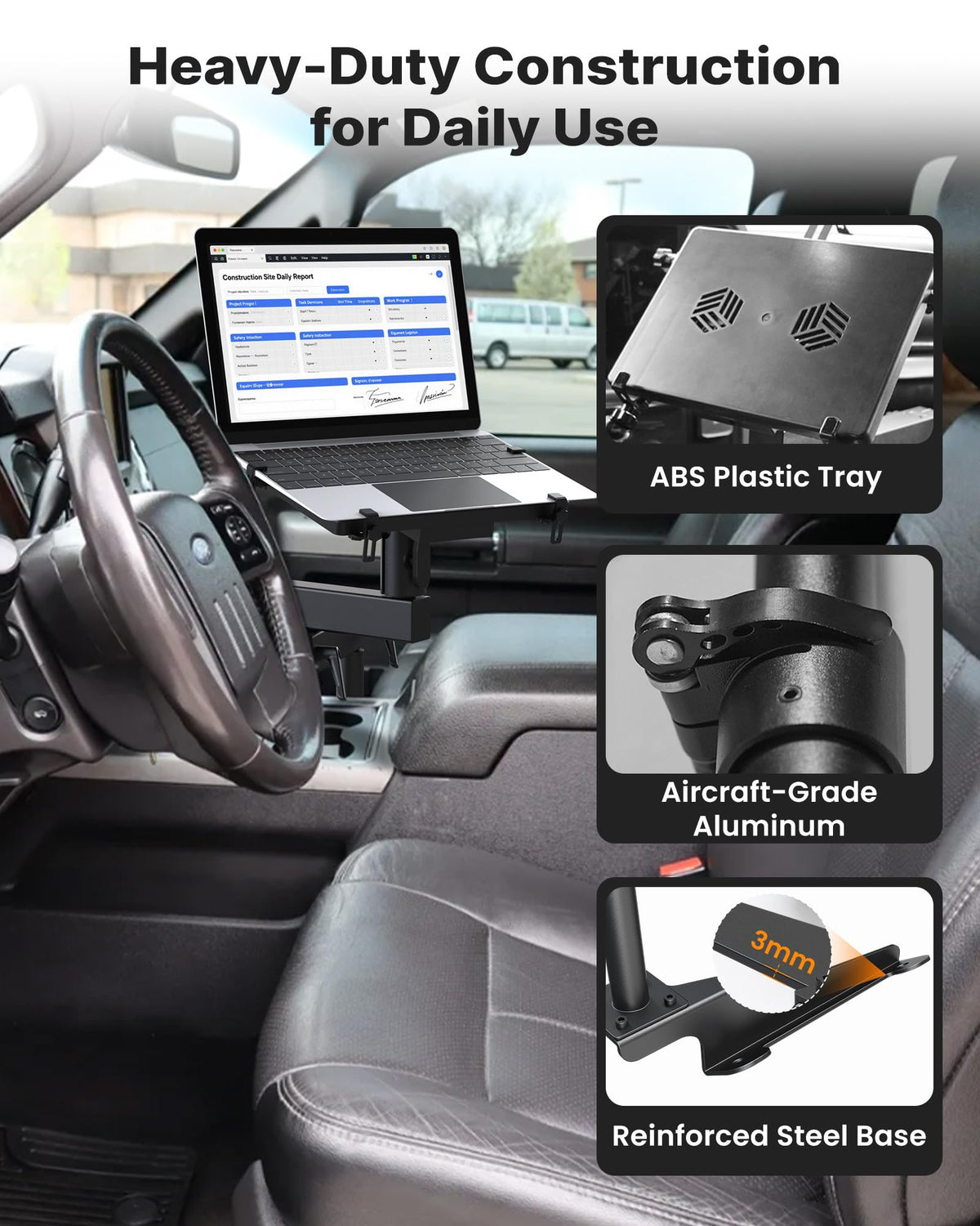 No-Drill Truck Laptop Mount Fit for Ford F250-F750 2000-2025
