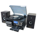 Vinyl Record Player with Dual 15W External Speakers 10 in 1 3 Speed Bluetooth Vintage Turntable CD Cassette Player AM/FM Radio USB Recorder Aux-in RCA Line-Out (Black)