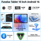 Android 16 Tablet 10 Inch, 24GB RAM 64GB ROM 1TB,HD IPS,Fast WiFi 6, BT 5.4