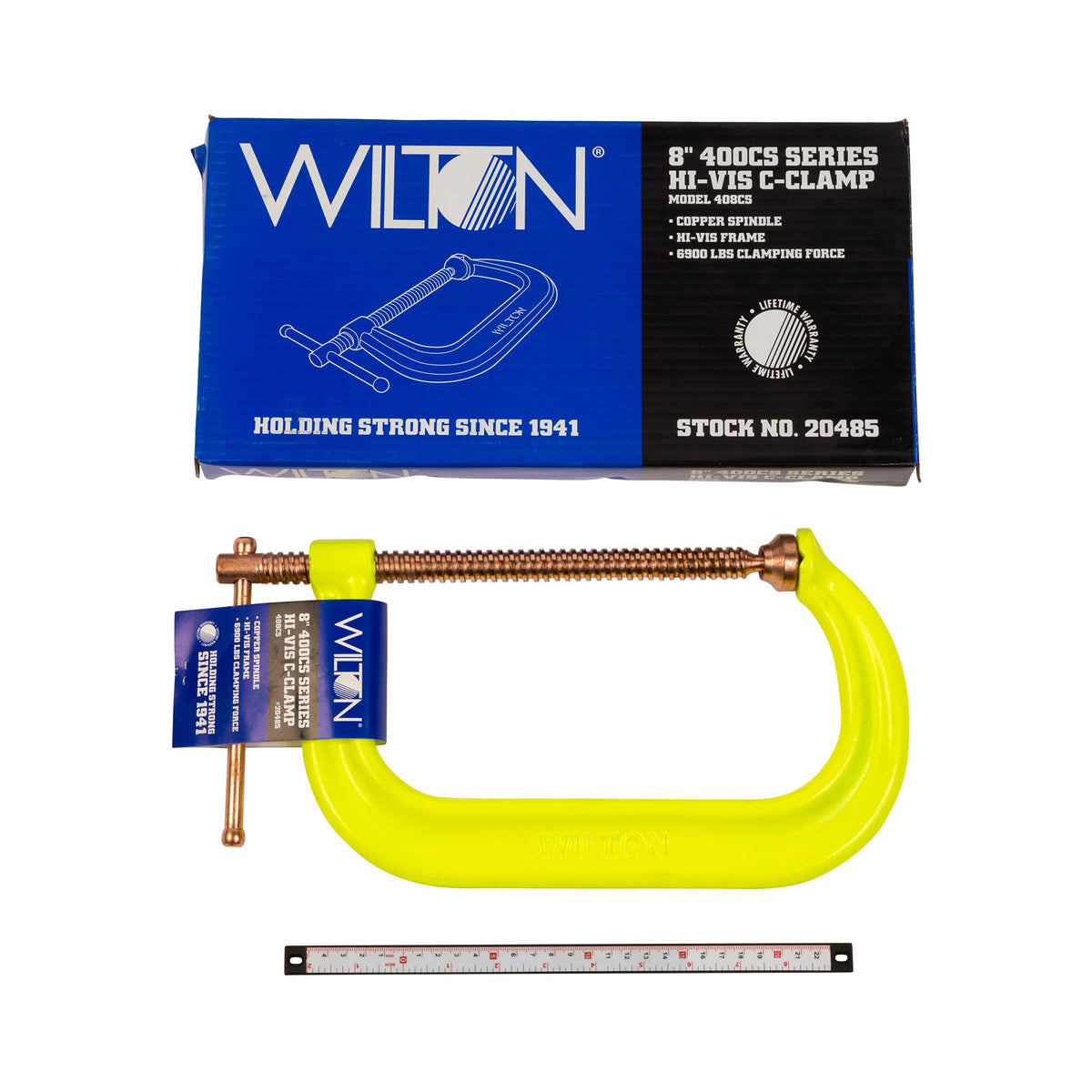 Wilton Spark-Duty Hi-Vis C-Clamp, 8-1/4" Opening, 4-15/16" Throat, 6900 Lbs. Clamping Force (Model 408CS) (Pack of 2)