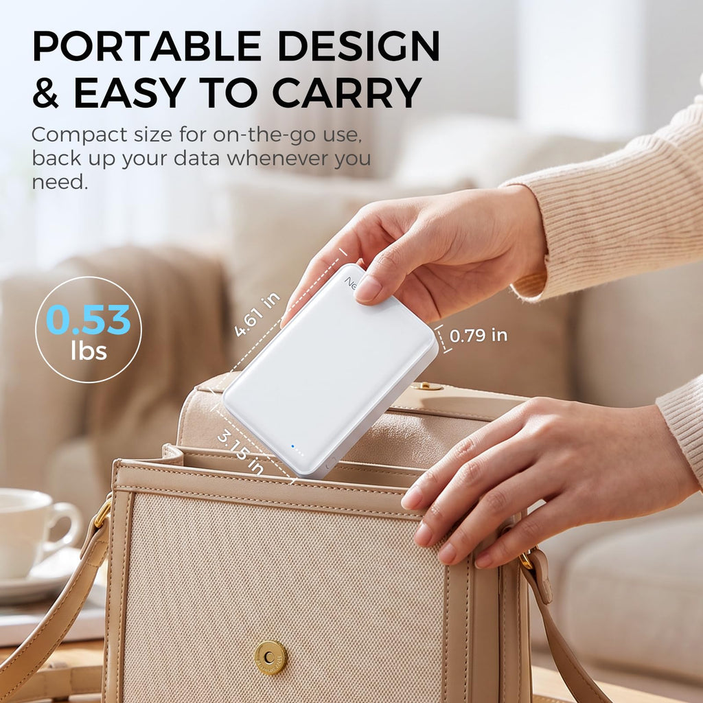 NEWQ 2TB External Hard Drive for iPhone, Portable Phone Drive with App to Backup Photos, Videos and Files, for iPhone 15/16/17/18 Series