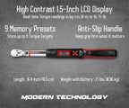 Tapha Tools 3/8 inch Flex-Head Digital Torque Wrench, 5-99.5 ft-lbs (6.8-135 N-m) Torque Range ±2% Accuracy, LED and Buzzer, Preset Memory, ISO 6789 Tested and Calibrated (DKF3N-T135BN)