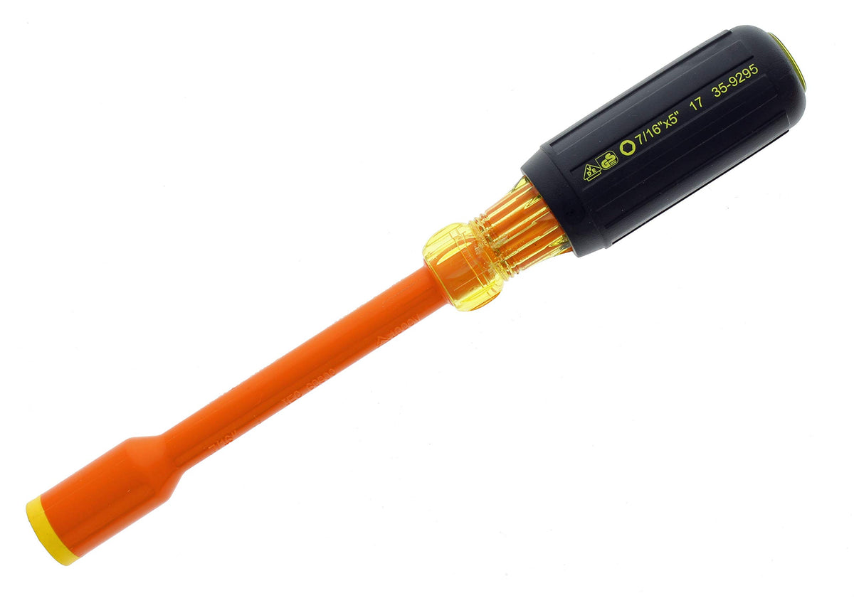 IDEAL Electrical 35-9104 Insulated Nut-Driver Set [7 Pieces] Orange, 4 in. Shaft Screwdrivers with Cushion-Grip Handles. Electrician Tool Kits