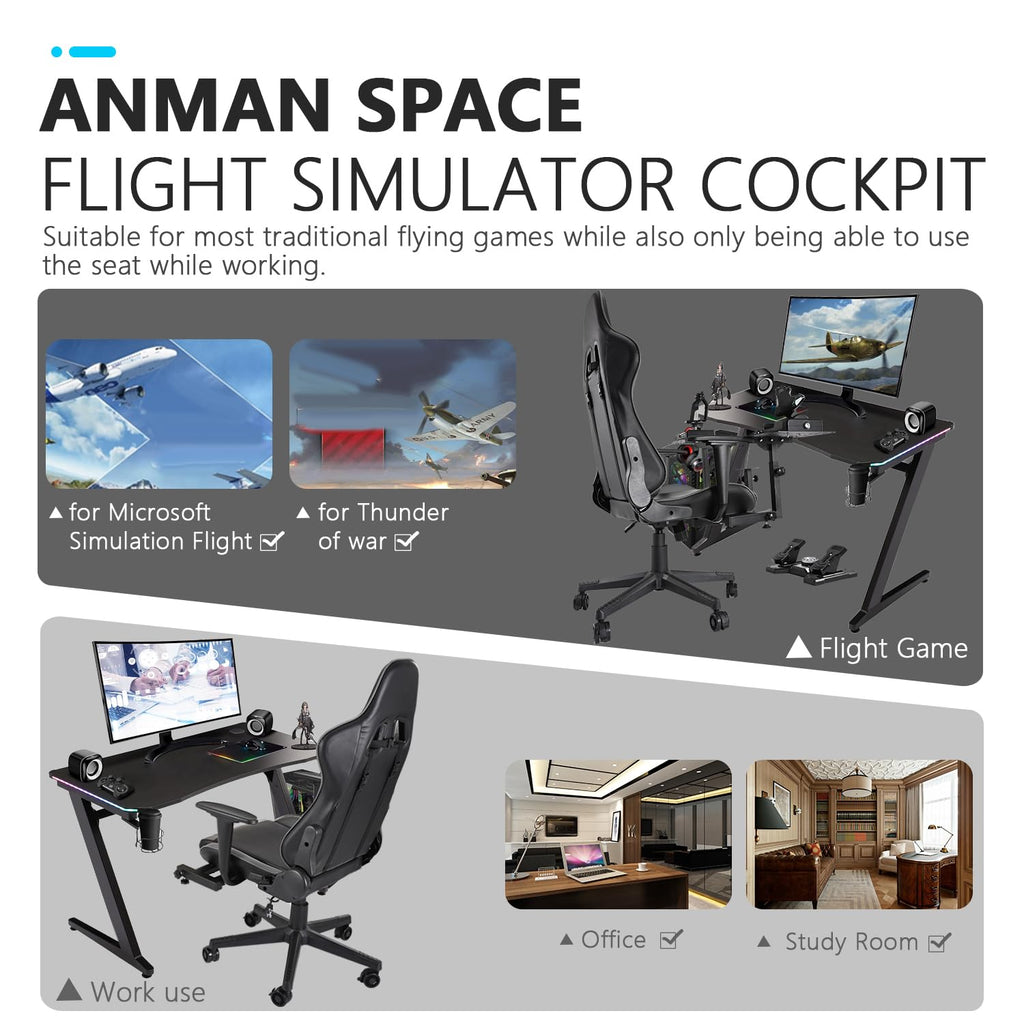 Removable Flight Simulator Cockpit with Racing Seat Compatible with Logitech G25 G27 G920 G923,for Thrustmaster T300RS TX A10C Metal Warthog Gear,for Fanatec,Detachable Simulation Stand