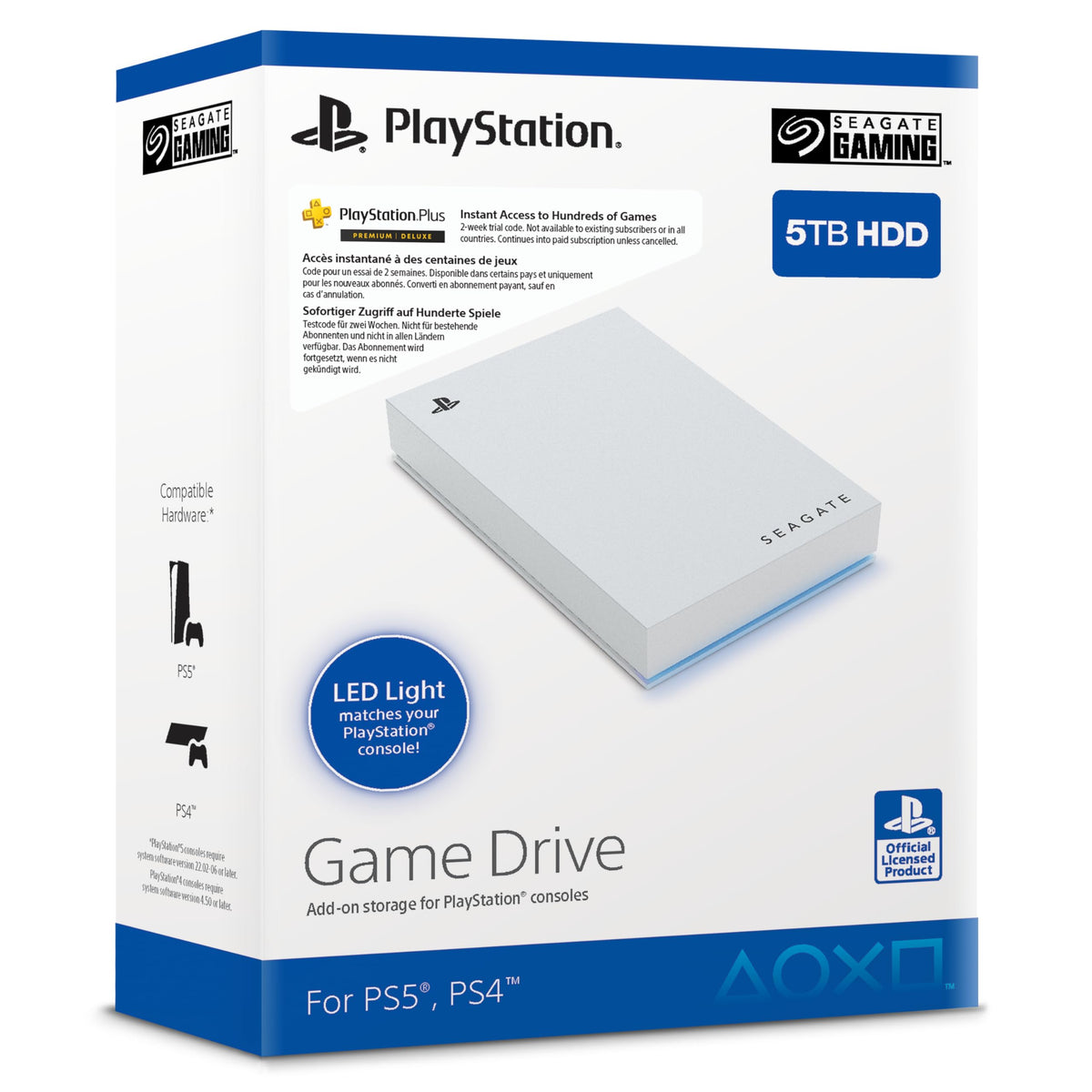 Seagate Game Drive voor PS4/PS5 2TB, externe SSD, 2.5", USB 3.0, Blauwe ledverlichting (STLV2000202)