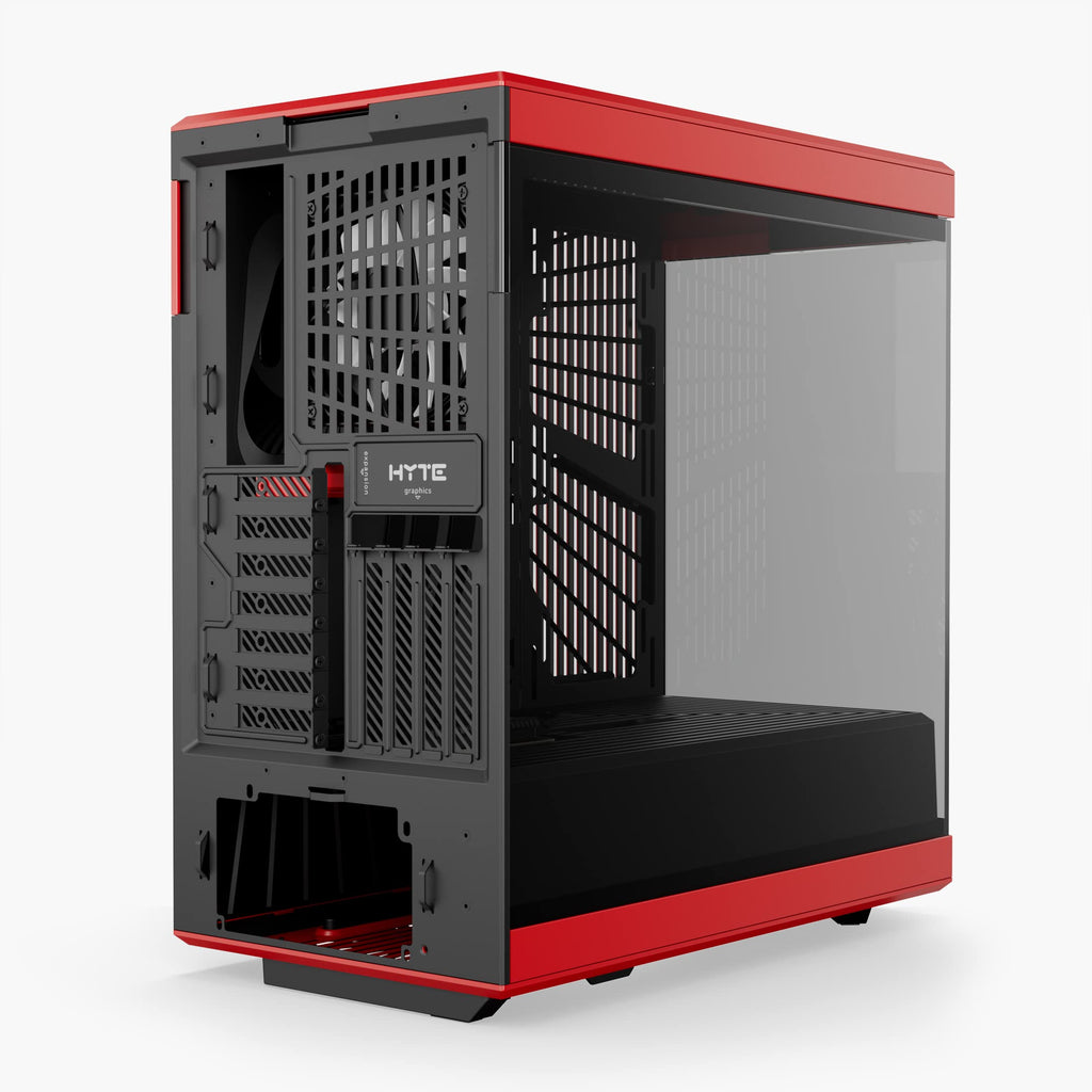 Hyte Y40 Modern Aesthetic Panoramic Tempered Glass Mid-Tower ATX Computer Gaming Case with PCIE 4.0 Riser Cable Included, Red (CS-HYTE-Y40-BR)