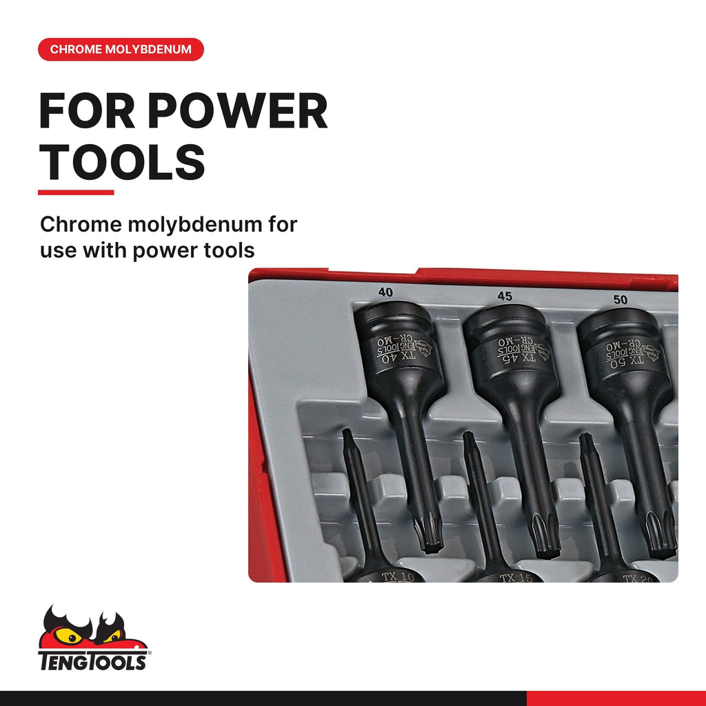 Teng Tools 1/2 Inch Drive TX Impact Socket Set 12 Piece DIN - TT9212TX