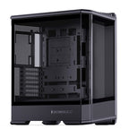 JONSBO D400 Black ATX Mid-Tower Pc Case,Three-Dimensional Beveled Curved Glass Design,Desktop Computer Case, Support BTF Motherboard/ATX Power supply/Dual360 AIO,10 Fan Positions,Black