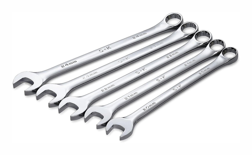SK Tools USA 5 Piece, Long Pattern, 12 Point, Metric SuperKrome® Combination Wrench Set: 20MM - 40MM | 86041
