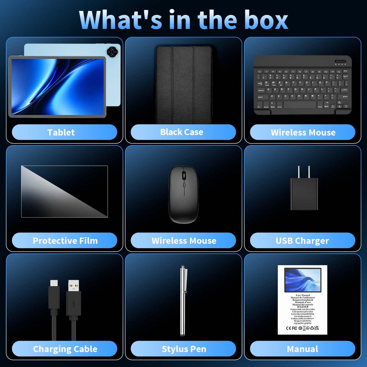 Android 15 Tablet with Keyboard - 11 inch Tablet with 24GB+256GB+2TB Expand