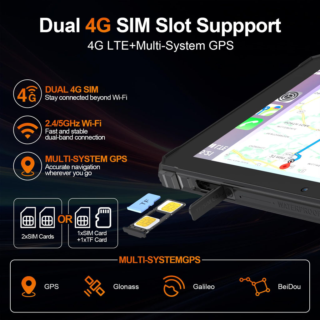 T1 Rugged Tablet Android 16, 8" 20GB+128GB/2TB, Waterproof Tablet