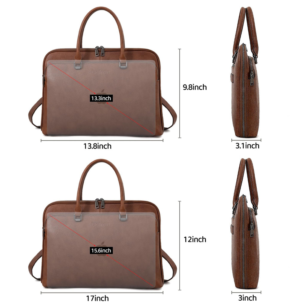 Blofinche Laptop Messenger shoulder bag: Genuine Leather work Briefcase 13.3 15.6 inch designer Satchel handbag