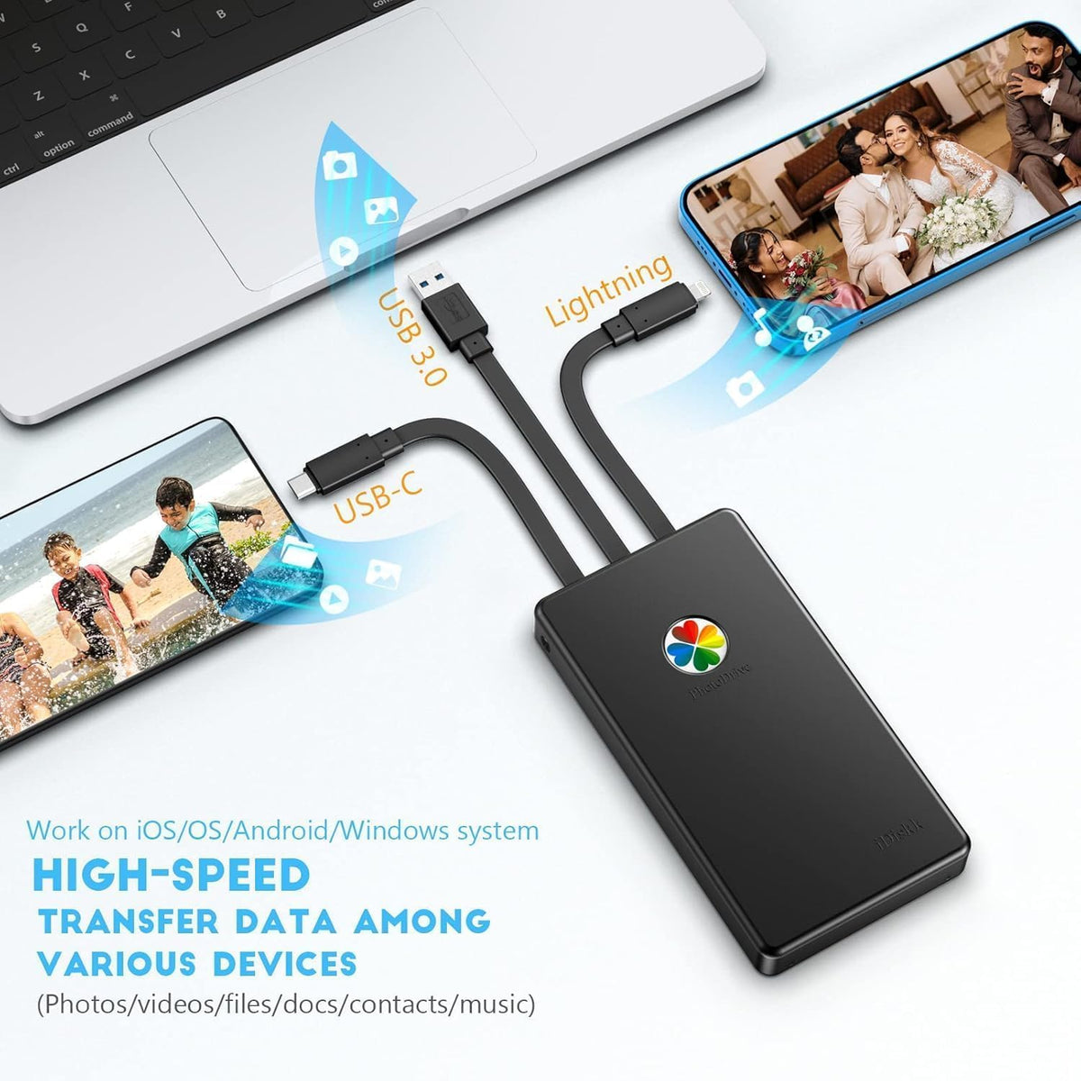 iDiskk App-le Certified 1TB External Hard Drive for iPhone18/17/16/15, iPad & MacBook Backup Photos, Videos, Music & Docs Compatible with iOS & Android Portable Storage for All Your Digital Files
