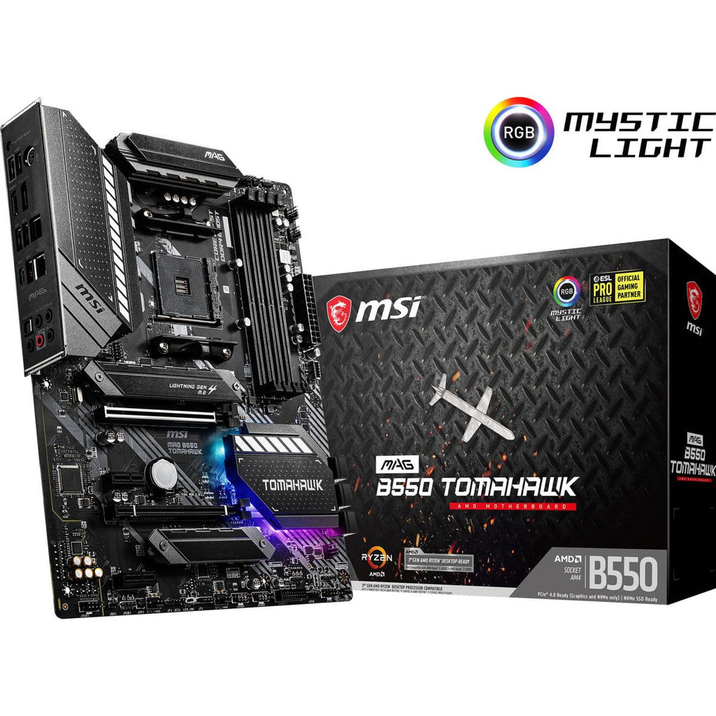 MSI MAG B550 Tomahawk Gaming Motherboard (AMD Ryzen 5000 Series, AM4, DDR4, PCIe 4.0, SATA 6Gb/s, M.2, USB 3.2 Gen 2, HDMI/DP, 2.5Gbps LAN, ATX)