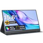 VisionOwl Portable Monitor 15.6 Inch 1080P FHD 85% sRGB Second Screen, USB-C HDMI HDR External Travel Monitor for Laptop PC MacBook PS5 Xbox, VESA Mountable, with Speakers, Cover Stand, Silver