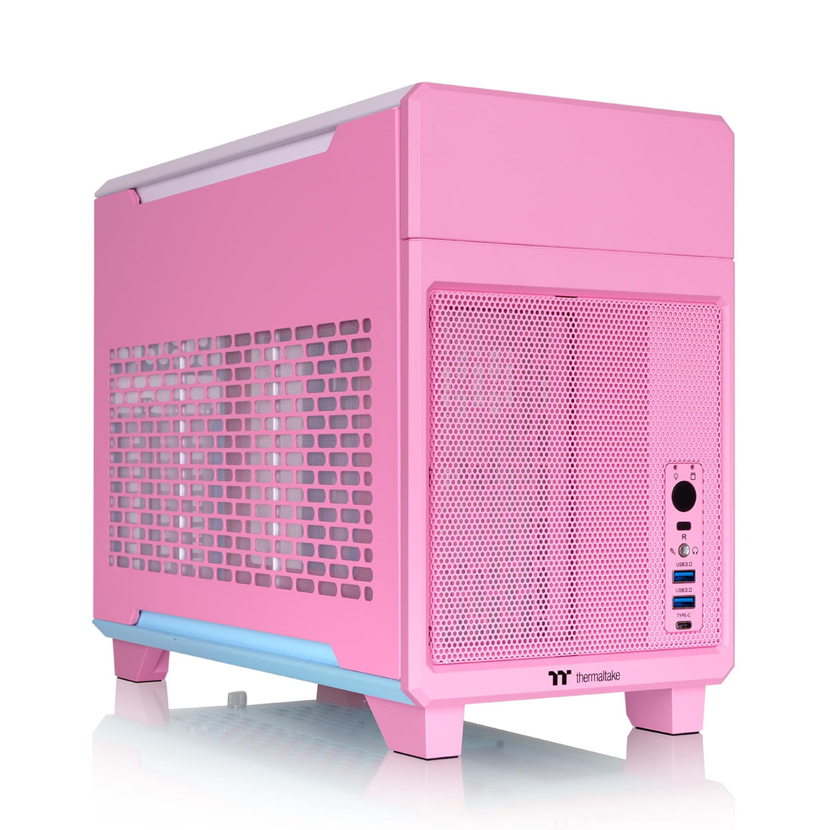 Thermaltake TR100 SFF Chassis; mITX Support; 18.9 Liters; PCIe 4.0 Riser Cable Included; 360mm GPU Clearance; 280mm Radiator Support; Removable PCIe Bracket; Gravel Sand; CA-11A-00SGNN-00