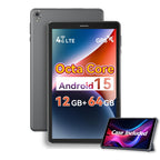 8 Inch Tablet Android 15 Tablet with Sim Card Slot Uncloked Cellular Phone with 4G LTE Octa Core 12GB RAM 64GB ROM 2TB TF Expandable Tableta with Case
