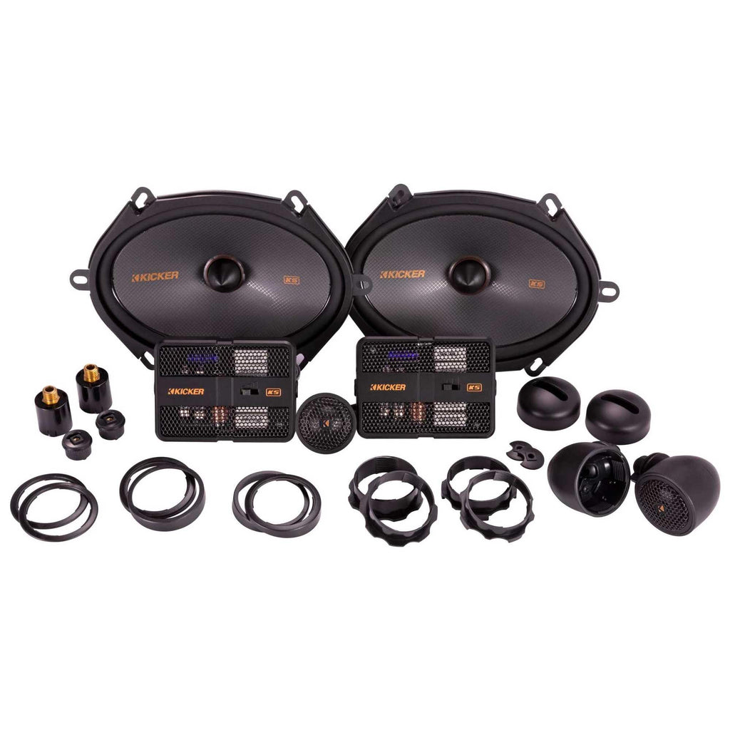 KICKER 51KSS6804 Component Speaker System, 2-Way Design, Two - 6" x 8" Woofers, Two - 1" Tweeters, Two - External 12dB Crossovers, 125 Watts RMS, 250 Watts Peak (Renewed)