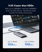 Lexar ES3 512GB Portable SSD Silver, USB 3.2 Gen 2 up to 1050MB/s