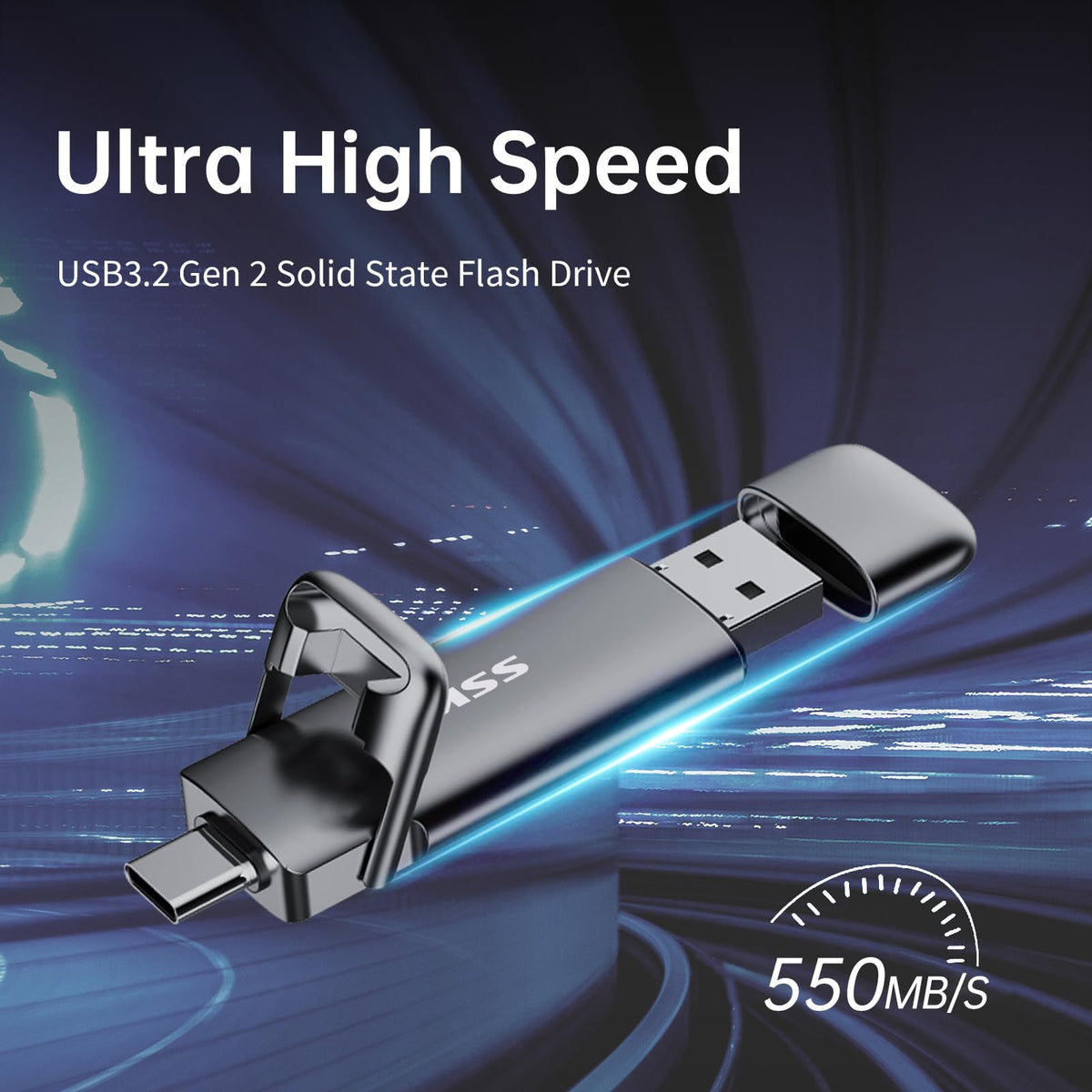 SSK 1TB External SSD Drive up to 550MB/s Dual USB C+A 3. 2 Thumb Drive