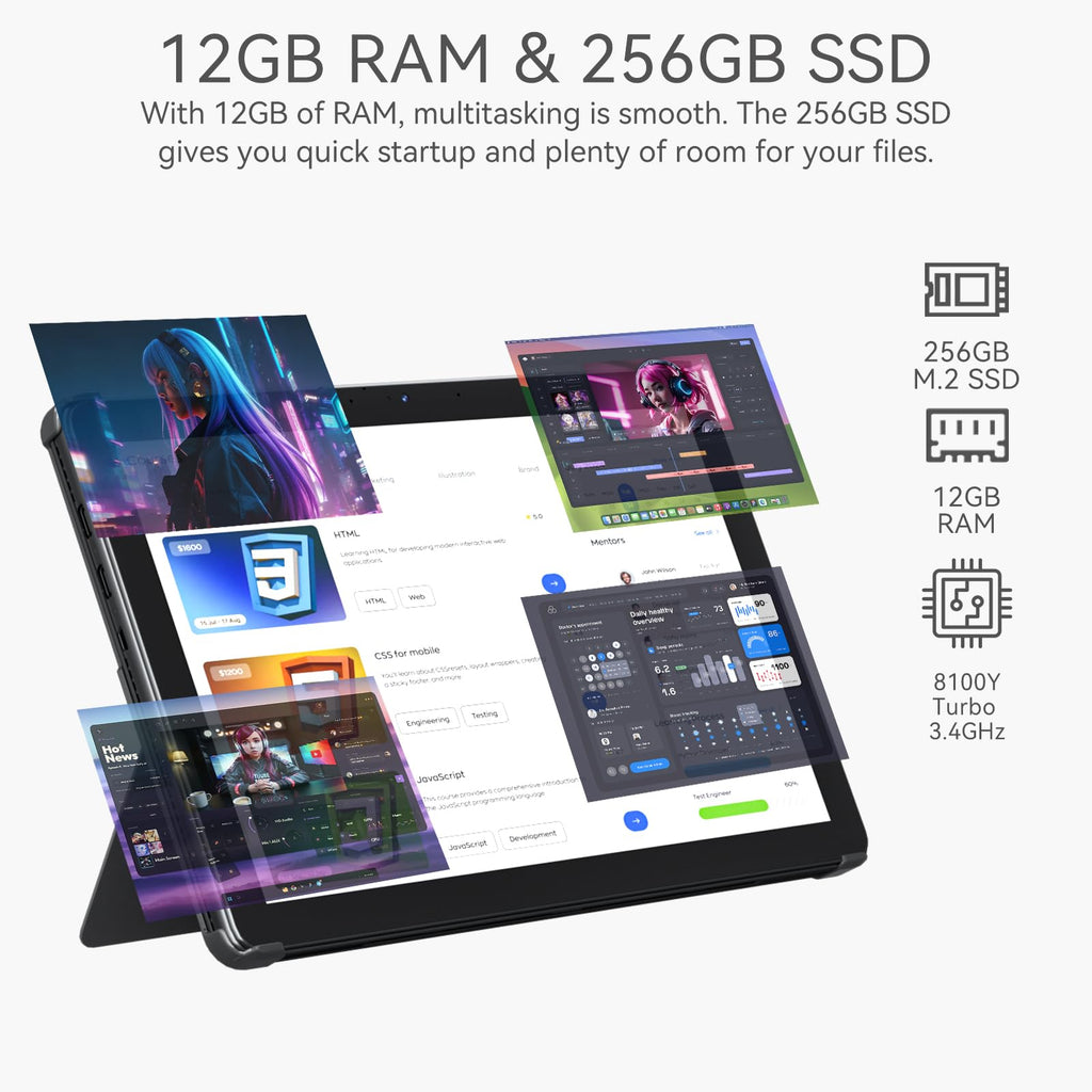 2 in 1 Laptop Computer Win 11 Pro Office for Home Student Business