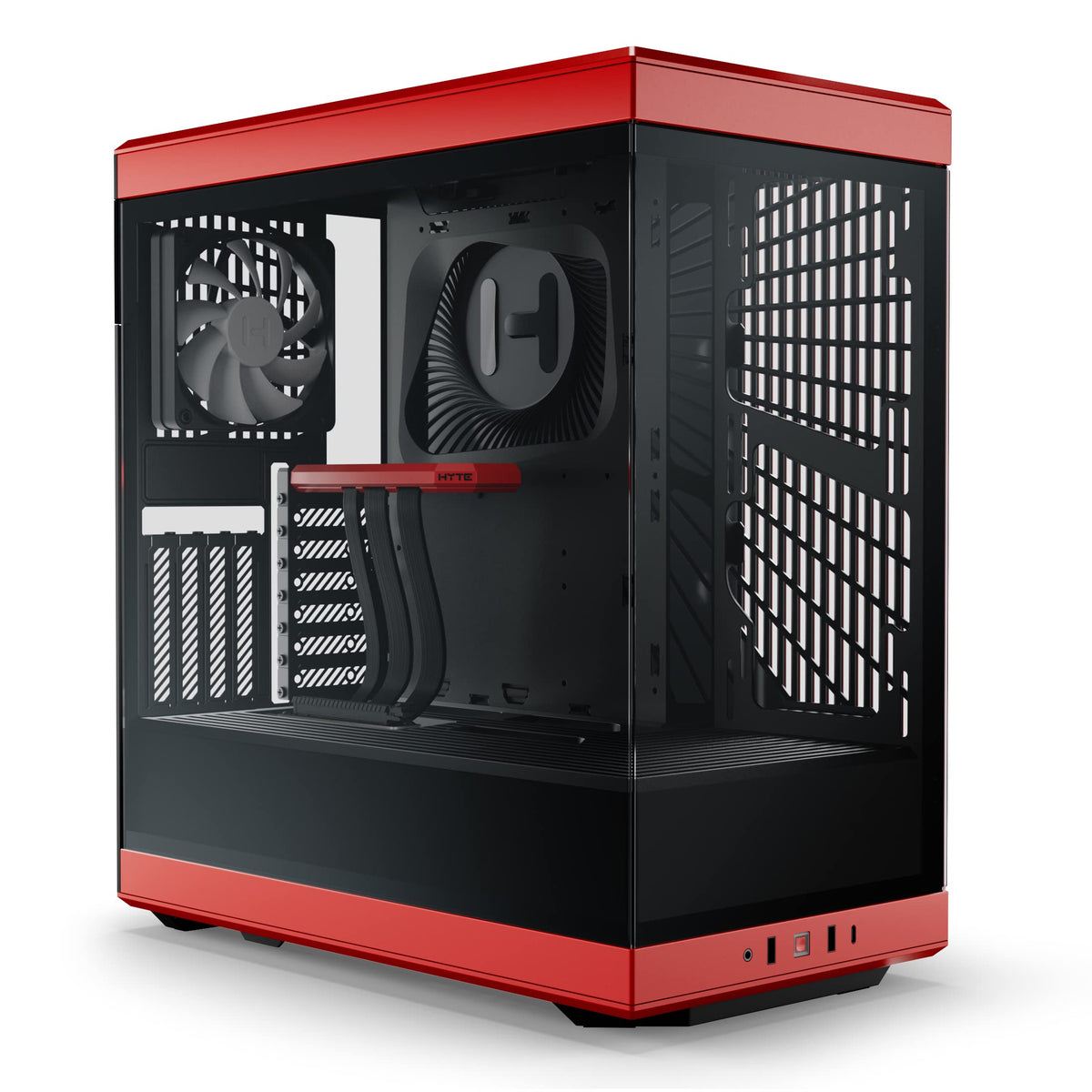 Hyte Y40 Modern Aesthetic Panoramic Tempered Glass Mid-Tower ATX Computer Gaming Case with PCIE 4.0 Riser Cable Included, Red (CS-HYTE-Y40-BR)