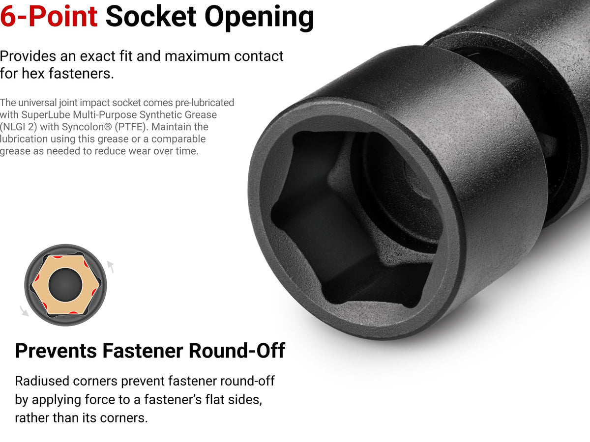 TEKTON 3/8 Inch Drive Universal Joint Impact Socket Set | SID97003