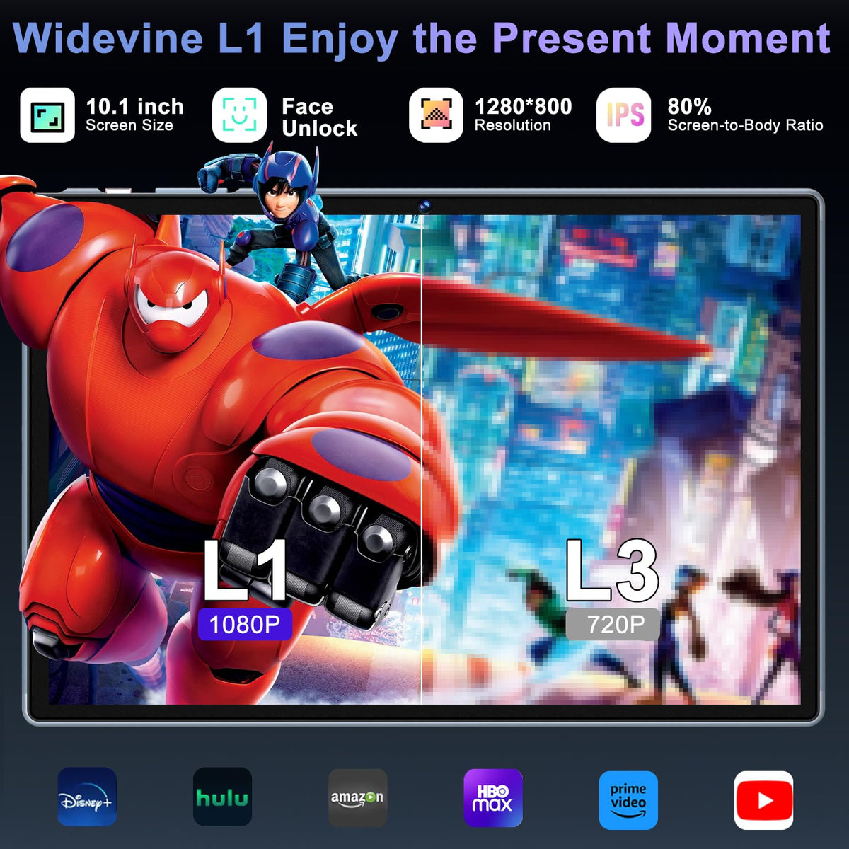 Tablet 10 inch Tablets Android 22GB RAM 128GB ROM 2TB TF, Octa-Core Processor 8000mAh, G+G HD IPS Display Tableta, Dual Camera, Widevine L1 Tablet PC with Keyboard & Mouse - Gray
