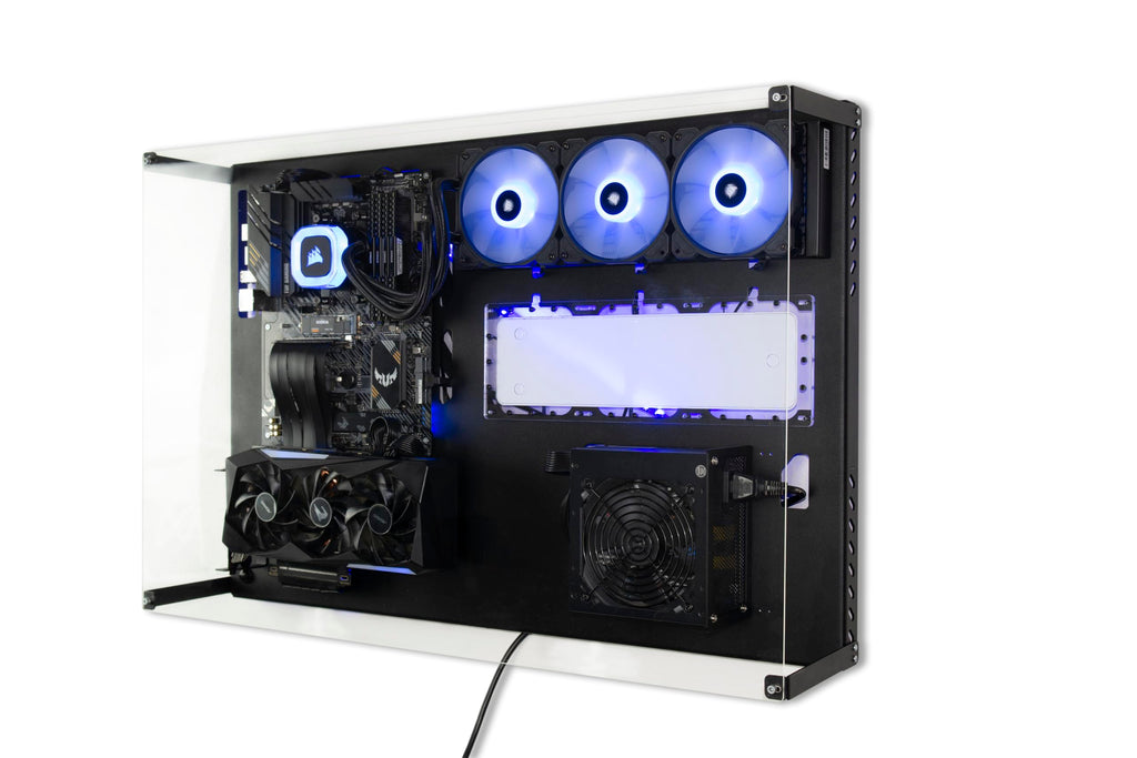 ABK Design - Wall Computer Case - Wall Pc Case - ATX Pc Case - Gaming PC Case - Wall Mount Pc Cases - Gaming Computer - ATX case - Custom Pc Cases - Wall Mount (Wall Computer + Plexiglass, Black)