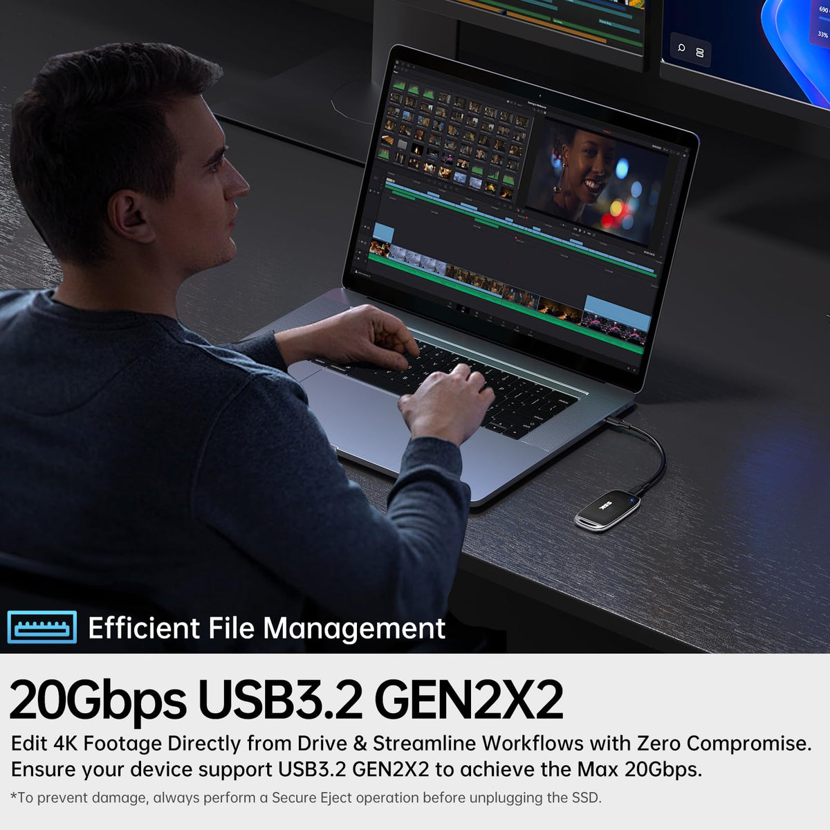 SSK 1TB Portable SSD External Solid State Hard Drive USB3.2 Gen2x2 20Gbps