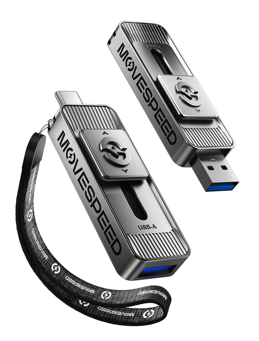 MOVE SPEED 1TB USB Drives, ThumbDrive with Dual Ports & Push-Pull Design — 560MB/s Read Speed, Type C + USB 3.2 Drive for iPhone 15/16/17/18Android/Mac