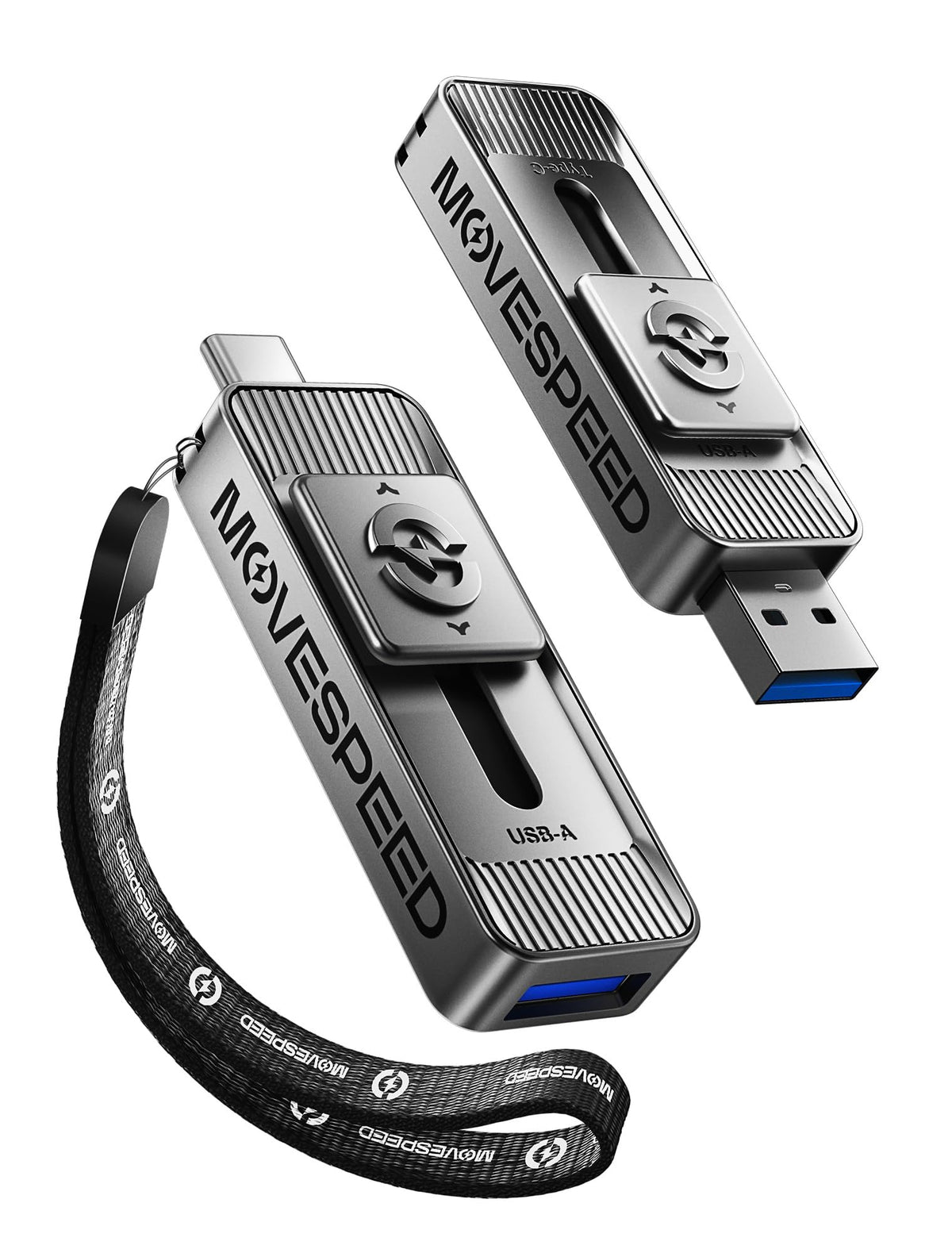 MOVE SPEED 1TB USB Drives, ThumbDrive with Dual Ports & Push-Pull Design — 560MB/s Read Speed, Type C + USB 3.2 Drive for iPhone 15/16/17/18Android/Mac