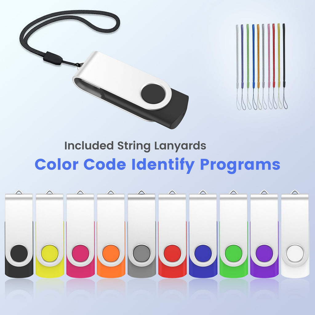 128MB Flash Drive 100 Pack, USB 2.0 Memory Stick with Lanyards
