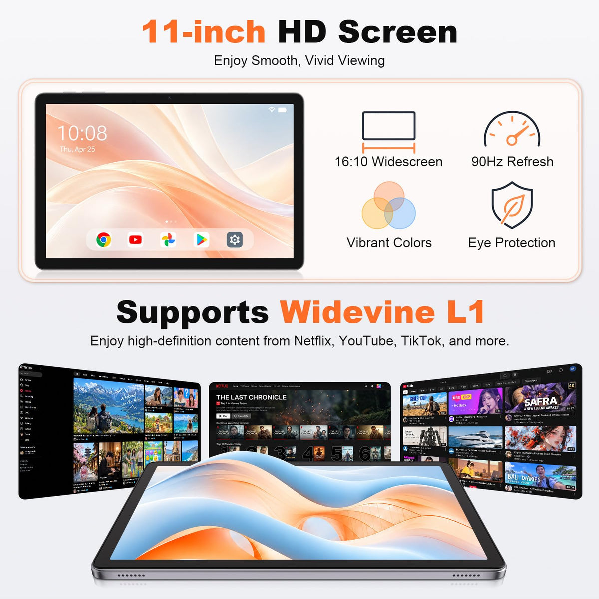 11 inch Tablet Android 16, 34GB RAM 128GB ROM 2TB Expansion, 8000mAh, Blue