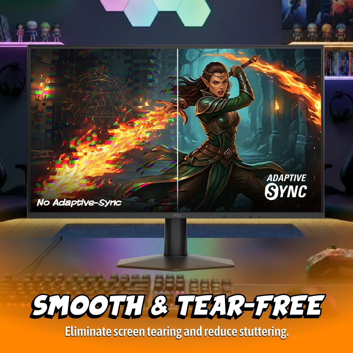 AOC 24 Inch Gaming Monitor FHD 180Hz Fast IPS 0.5ms HDR, 24G51F2