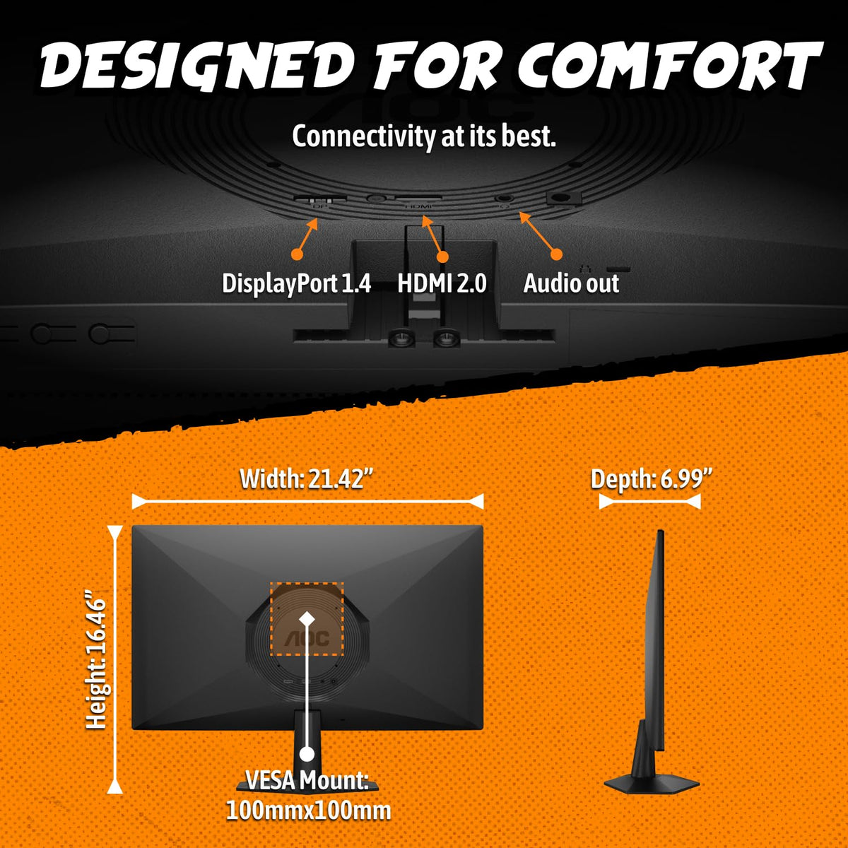 AOC 24 Inch Gaming Monitor FHD 180Hz Fast IPS 0.5ms HDR, 24G51F2