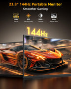 Yodoit 24'' 144Hz Portable Monitor 145%sRGB QLED 450Nits Gaming Monitor