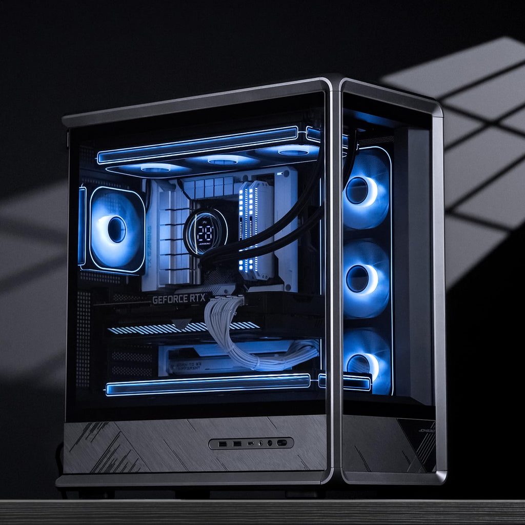 JONSBO D401 ATX Mid Tower PC Case, Frame Structure, Back-Connect MB,High Comp Gaming Dual Chamber Computer Case,GPU 439mm/PSU 200mm/AIO360x2, Desktop Display,Black