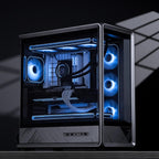 JONSBO D401 ATX Mid Tower PC Case, Frame Structure, Back-Connect MB,High Comp Gaming Dual Chamber Computer Case,GPU 439mm/PSU 200mm/AIO360x2, Desktop Display,Black