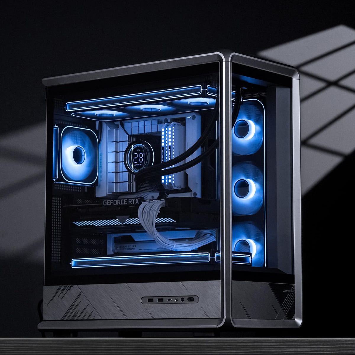 JONSBO D401 ATX Mid Tower PC Case, Frame Structure, Back-Connect MB,High Comp Gaming Dual Chamber Computer Case,GPU 439mm/PSU 200mm/AIO360x2, Desktop Display,Black