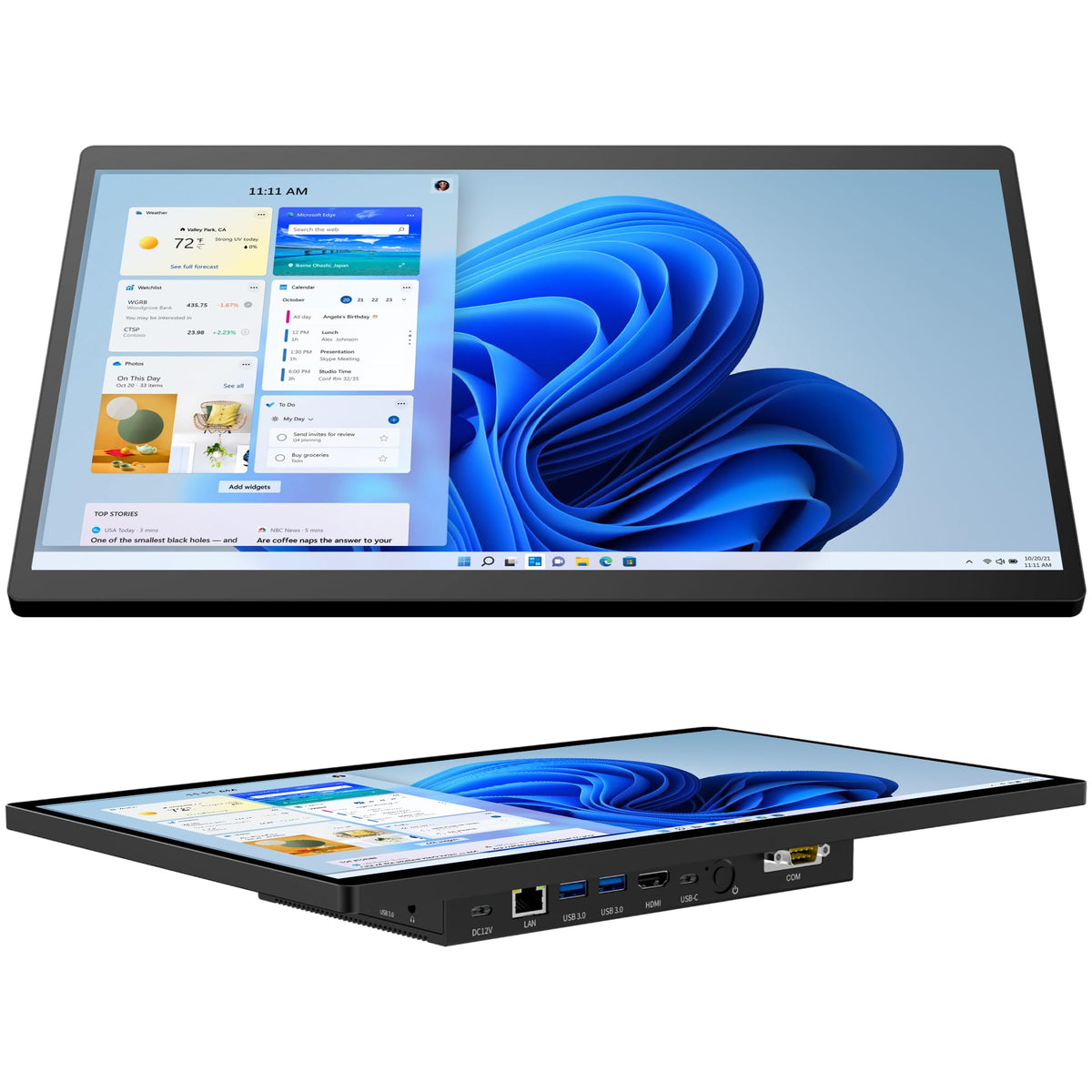 15.6" Industrial Touch Panel Monitor All-in-One Tablet PC, Open Frame Display Win 11 Pro Fanless Computer with Celeron N5095 8GB RAM 128GB ROM, 1920*1080 IPS, VESA Mount for Kiosk Automation POS
