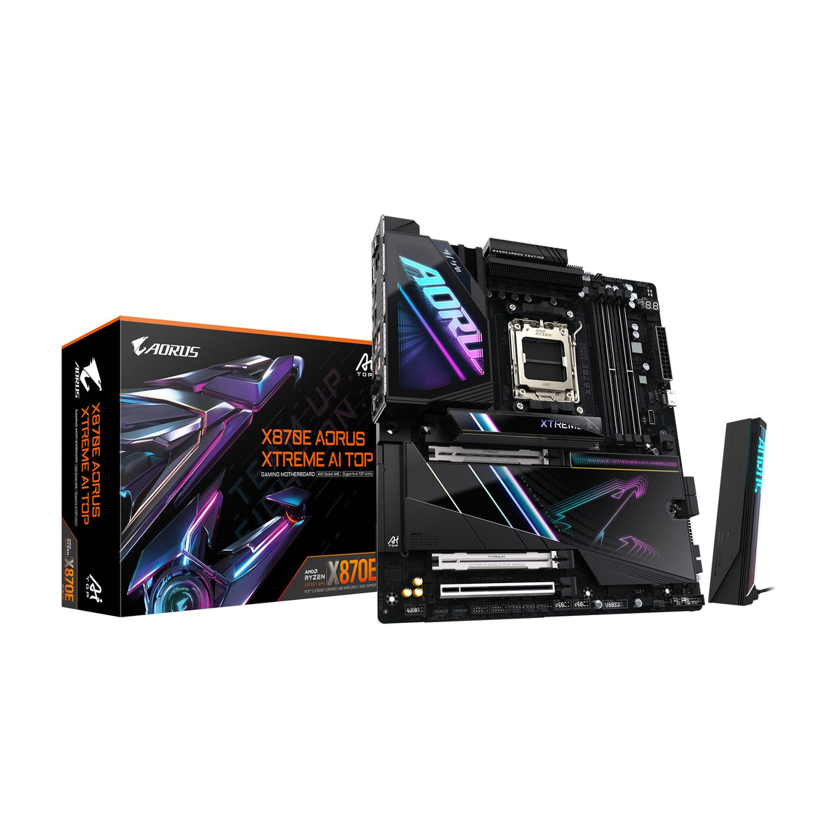 GIGABYTE X870E AORUS PRO ICE AMD AM5 LGA 1718 Motherboard, ATX, DDR5, 4X M.2, PCIe 5.0, USB4, WIFI7, 2.5GbE LAN, EZ-Latch, 5-Year Warranty