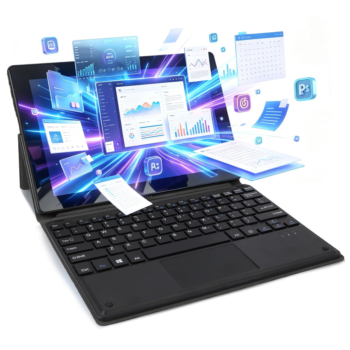 10.1" 2-in-1 Windows Tablet / Laptop, IPS Touchscreen,12GB RAM 128GBSSD